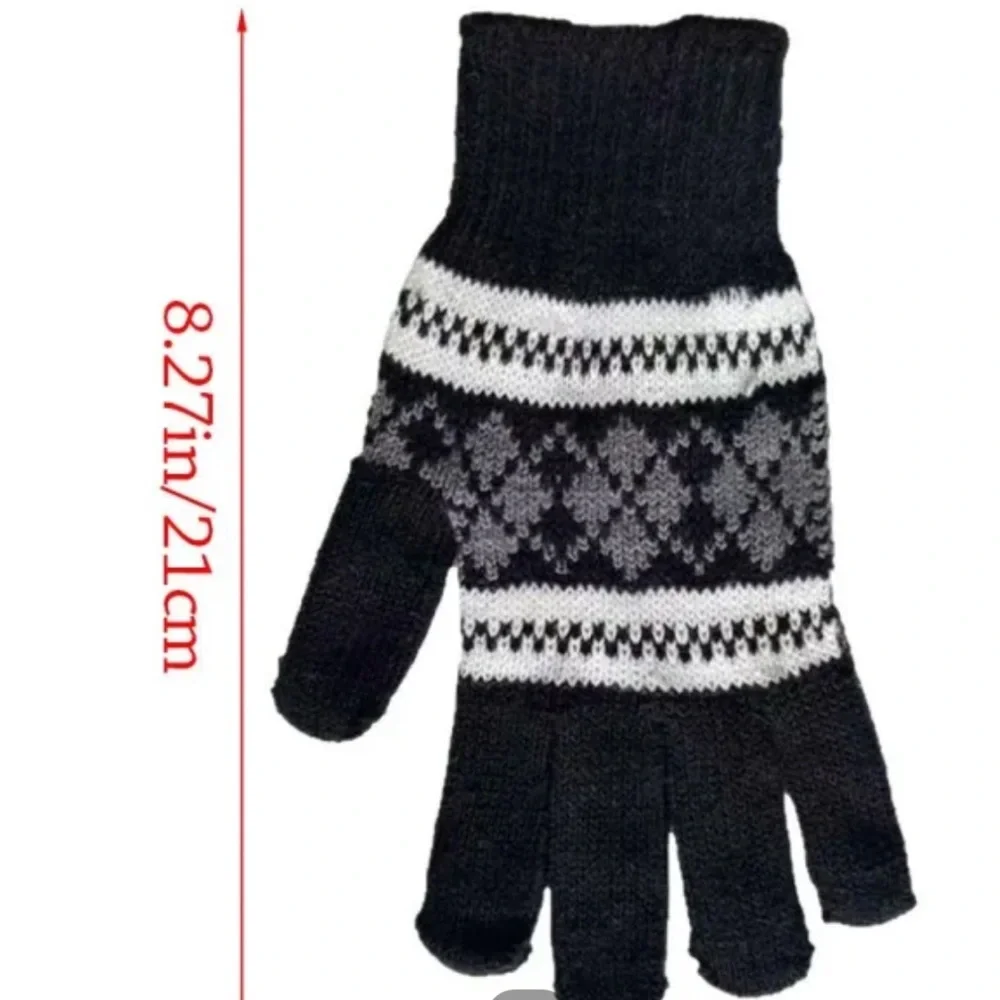 Black UNISEX Nordic Snowflake Gloves